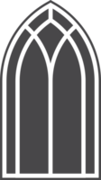 Gothic church window. Cathedral stained glass arch. Frame with pattern. Element of catholic medieval architecture. Old vintage frame silhouette png