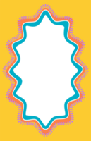 Wavy scallop border shape. Rectangle fun psychedelic hand drawn frame. Doodle cute design for text photo and picture. Groovy child template. Y2K decorative blank. png