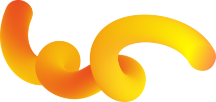 3D gradient shape. Abstract orange colored fluid swirl element. Wavy blend spiral object. Dynamic organic neon stroke. Bright gradation stripe png