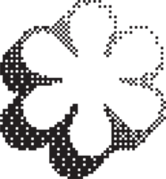 Bitmap pattern star shape. Flower halftone gradient element. Y2k graphic abstract icon. Dither noisy grunge texture. png