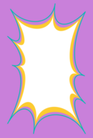 Wavy scallop border shape. Rectangle fun psychedelic hand drawn frame. Doodle cute design for text photo and picture. Groovy child template. Y2K decorative blank. png