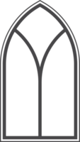 Gothic church window. Cathedral stained glass arch. Frame with pattern. Element of catholic medieval architecture. Old vintage frame silhouette png