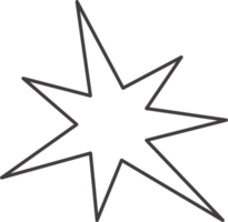 Y2k star shape. Outline icon of abstract spark and shiny irregular flash burst. Bling and twinkle geometric minimal retro design element png