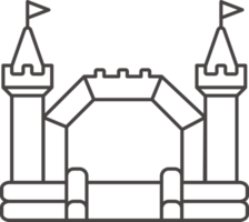 Bouncy castle icon. Inflatable house trampoline with slide for jumping. Playground outline pictogram for kids zone amusement park and summer party. Inflated elastic equipment png