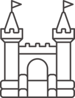Bouncy castle icon. Inflatable house trampoline with slide for jumping. Playground outline pictogram for kids zone amusement park and summer party. Inflated elastic equipment png