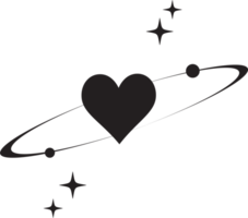 Y2K heart icon. Star shapes. Symbols of love. Outline cosmic design element. Cute retro romantic element of magic sparkles. Abstract celestial 90s decoration png