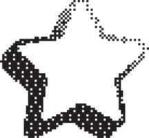 Bitmap pattern star shape. Halftone gradient element. Y2k graphic abstract icon. Dither noisy grunge texture. png