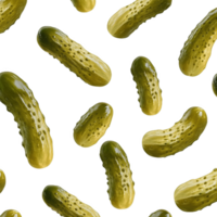 Whimsical pattern of pickles dancing across a in playful joy png