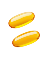 Golden fish oil softgels resting softly pristine png