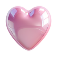 Standing heart shaped sticker icon in soft pink color with glossy finish png