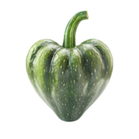 The heart-shaped zucchini showcases its distinctive green striped pattern and rounded base png