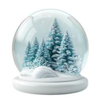 Standing frosted snow globe with evergreen trees and snowflakes in a winter wonderland png