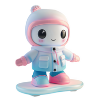 Frosted snowboard icon standing on a snowy base with a joyful expression during winter png