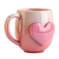 Cute Valentine's Day mug with heart design in pink and cream colors, perfect for gifts png