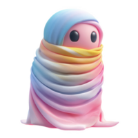 A cozy winter blanket character standing tall in a colorful gradient design png