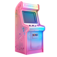 Vintage arcade game machine with frosted glass and a sleek white finish png