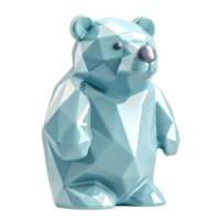Cute frosted bear figurine in a playful pose with a modern design element png