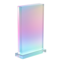 Frosted glass board in white standing on a sleek base for elegant display png
