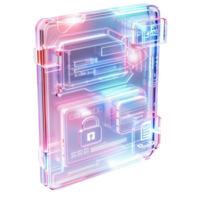 Frosted glass card with identity verification and secure data outlines png