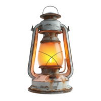 Warmly glowing lantern standing frosted indoors on a rustic surface png