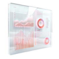 Frosted glass with colorful data charts in an office setting png