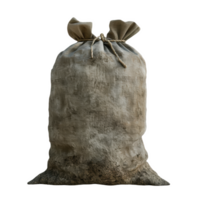 Bag full of enriching soil standing upright on a flat surface in a garden setting png