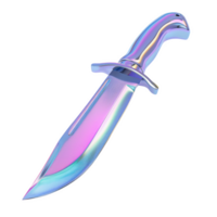 Grafting knife with a unique iridescent finish standing in a bright workspace png
