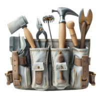 Essential tool belt with various tools ready for use in workshop activities png