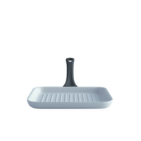 Frosted white frying pan with a sturdy black handle for everyday cooking needs png