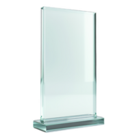 Elegant glass display stand for cherished messages and memorabilia in a modern setting png