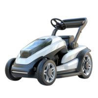 A modern mower maintaining a tidy lawn with precision and care in a sunny garden setting png