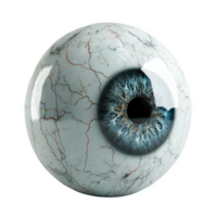 Frosted glass sphere resembling an eye features intricate blue iris details png