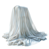 A frosted glass object draped with a soft white blanket creating a serene look png