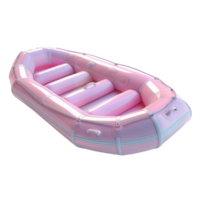 Pink inflatable raft ready for whitewater adventures in a scenic outdoor location png