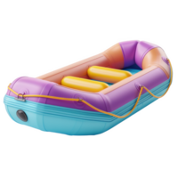 Vibrant inflatable raft ready for whitewater adventures on a sunny day png