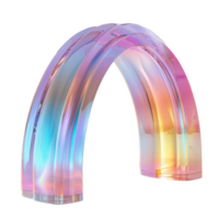 Standing frosted glass rainbow arc in pastel colors showcasing elegant design elements png
