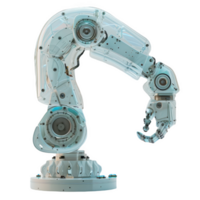 Frosted glass robotic arm showcasing advanced design and technology in a lab setting png