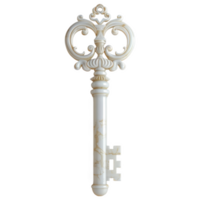 Elegant white frosted glass key with intricate design in a bright setting png