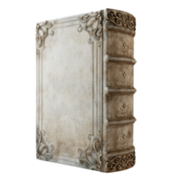Elegant standing frosted glass book with ornate design displayed on a neutral background png