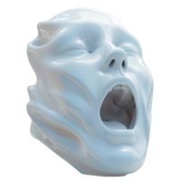 Abstract white face sculpture with frosted glass texture in a minimalist setting png