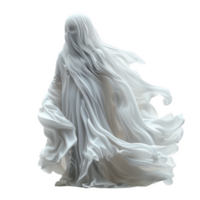 Ethereal ghost figure emerging through frosted glass in a mystical setting png
