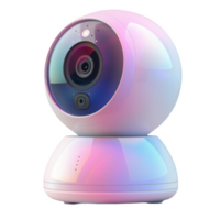 Stylish standing camera with frosted glass design for home security and monitoring png