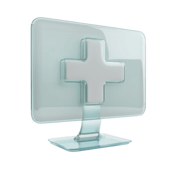 smerigliato bicchiere computer tenere sotto controllo con un' attraversare design su un' chiaro Schermo In piedi png