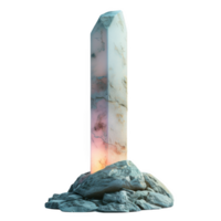 Standing marker guiding the path with a luminous glow at twilight on a rocky base png