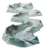 Map showcasing a frosted path winding through a mountainous terrain png