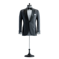 Classic black tuxedo on display highlighting sharp attire for formal events png