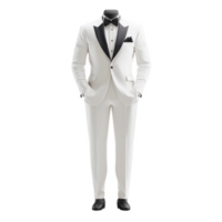 Classic sharp attire featuring a stylish white tuxedo for formal events png