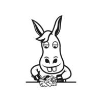 image of a donkey eating brains illustration vector