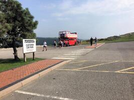 A red double decker bus photo