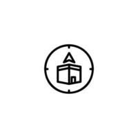 Qibla direction icon or logo design isolated sign symbol illustration. Islamic icons collection, high quality black line style suitable for designers, web developers vector